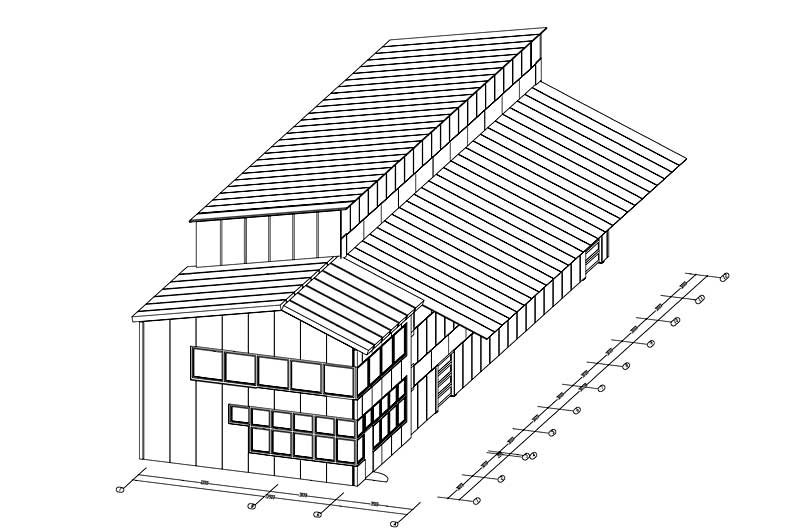 Здание шиномонтажа SCANIA с АБК размерами 12,50х30,22х7,494/5,70/4,30 м