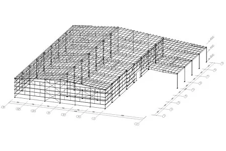 Здание склада строительных материалов размерами 42,00х72,00х8,00 м
