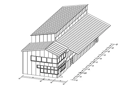 Здание шиномонтажа SCANIA с АБК размерами 12,50х30,22х7,494/5,70/4,30 м